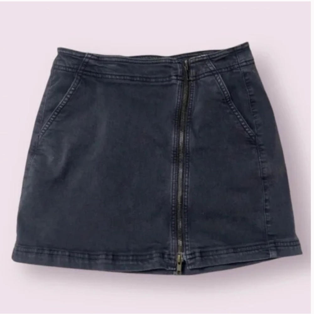Asymmetrical Zipper Boho Peasant Hipster Hippie Glam Denim Glam Chic Mini Skirt